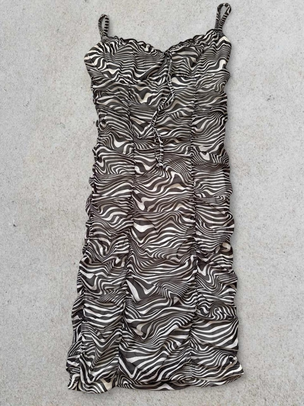 Black & White Zebra Ruched Slip Dress - H&M